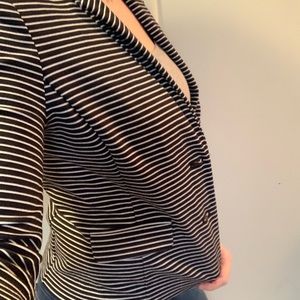 Liz Claiborne Womens Navy & White Striped Blazer